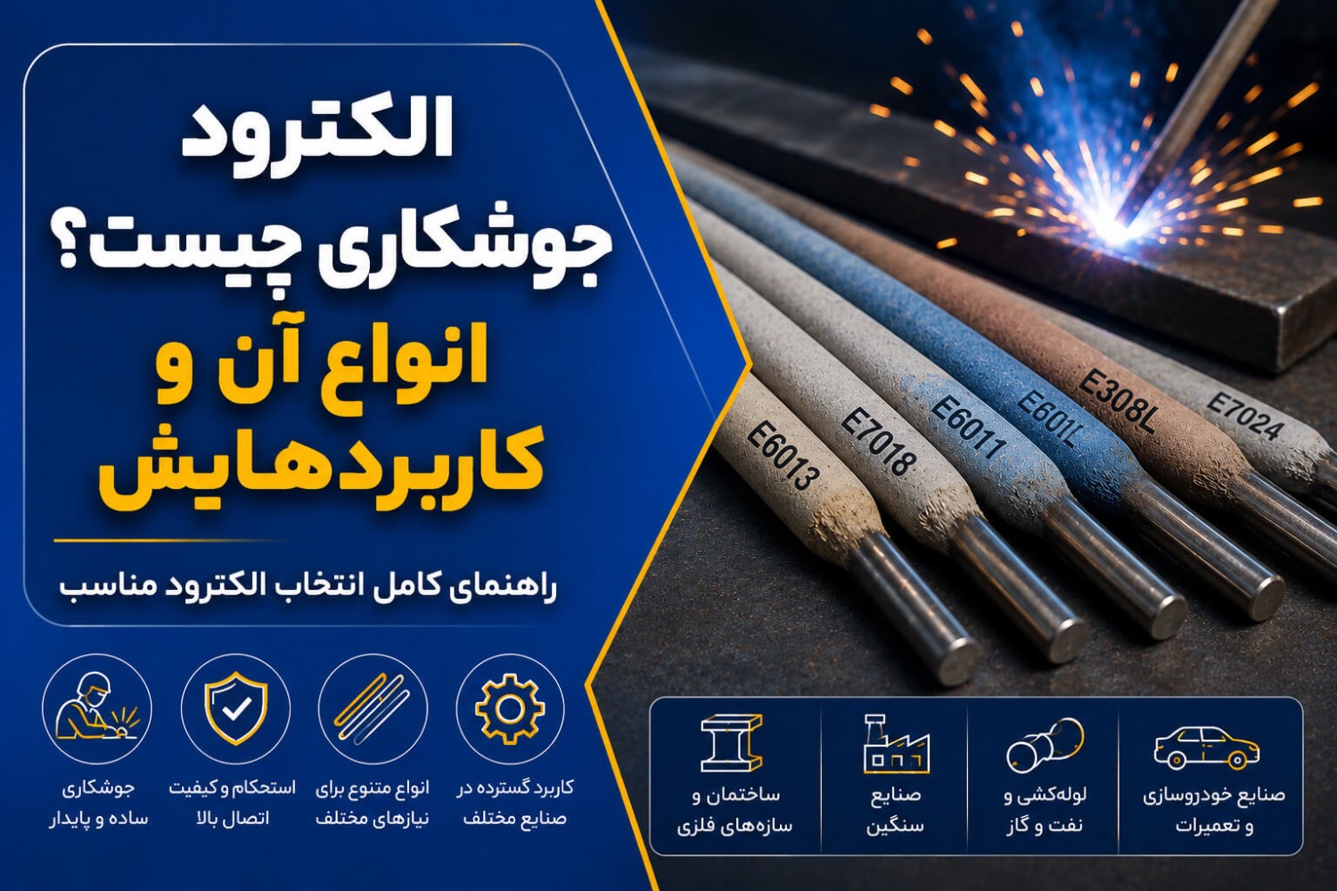 الکترود جوشکاری چیست، معرفی انواع الکترود و کاربرد آن در صنعت و ساختمان